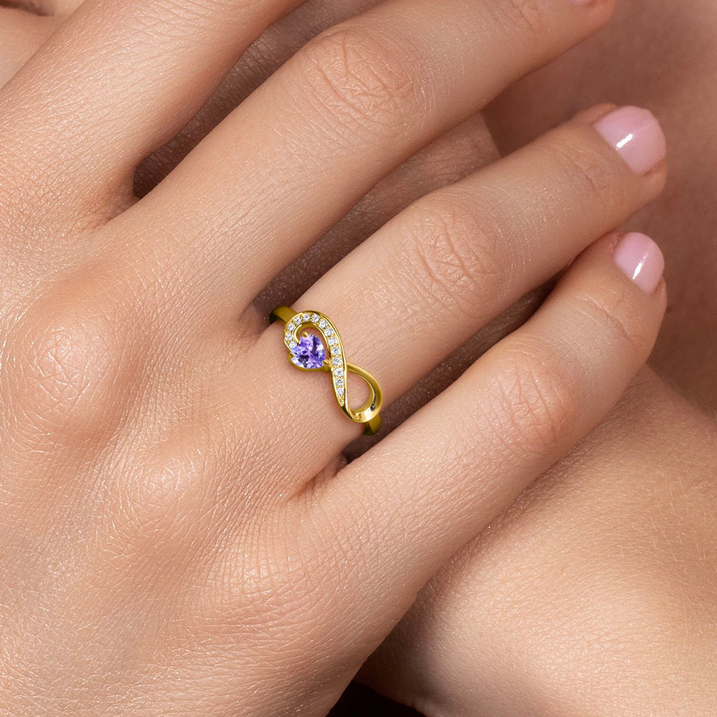 Moissanite - April_Ring in 925 Yellow Gold Plated Silver