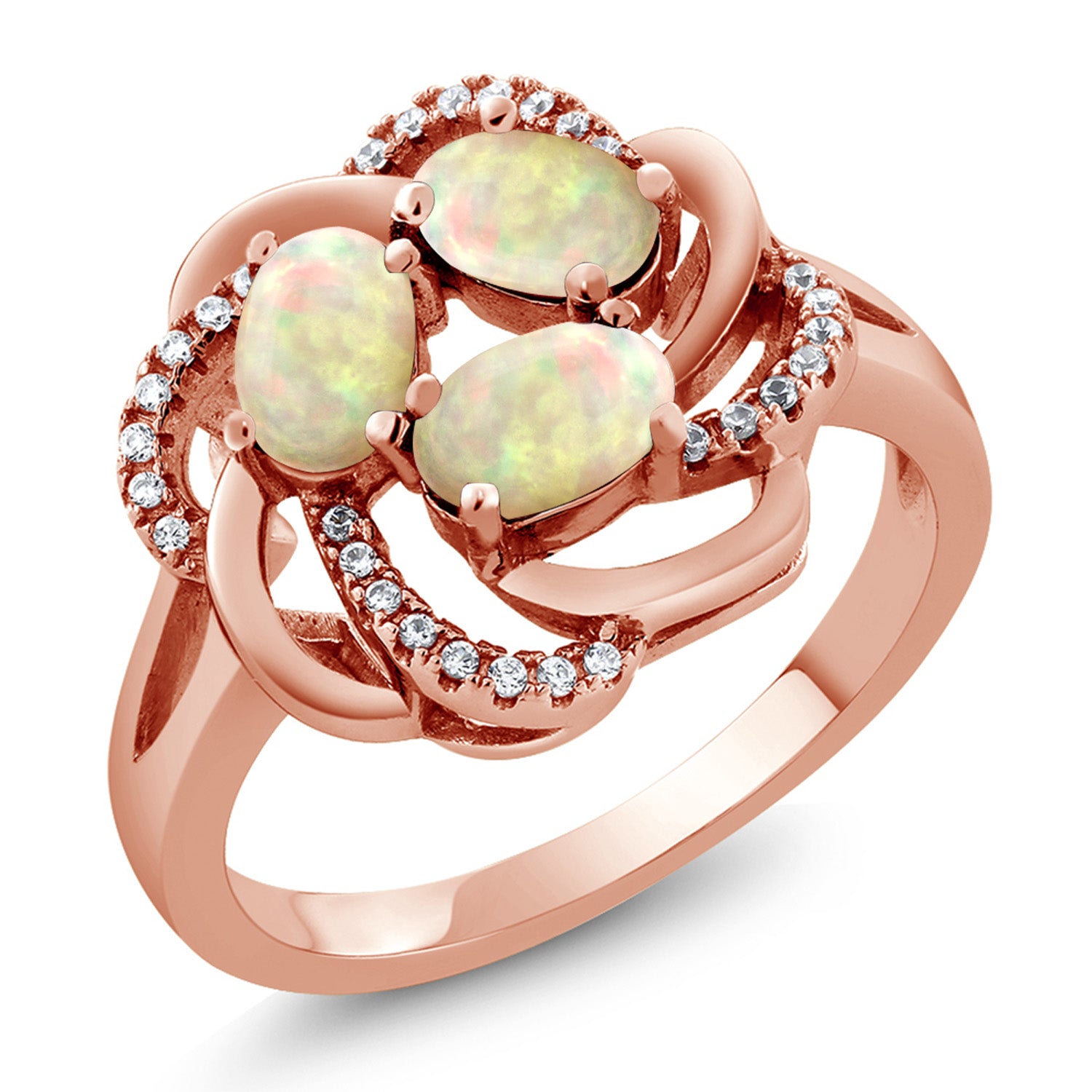 Ethiopian Opal-Cabochon - October_8_Ring in 925 Rose Gold Plated Silver