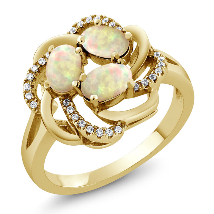 Ethiopian Opal-Cabochon - October_7_Ring in 925 Yellow Gold Plated Silver