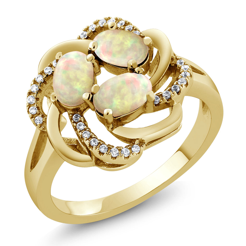 Ethiopian Opal-Cabochon - October_8_Ring in 925 Yellow Gold Plated Silver