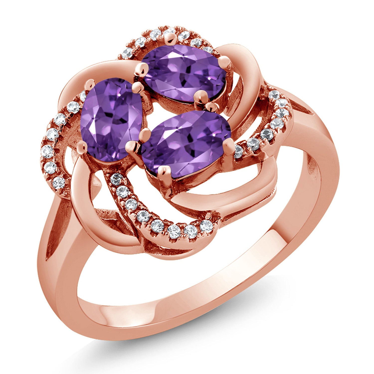 Amethyst - February_9_Ring in 925 Rose Gold Plated Silver