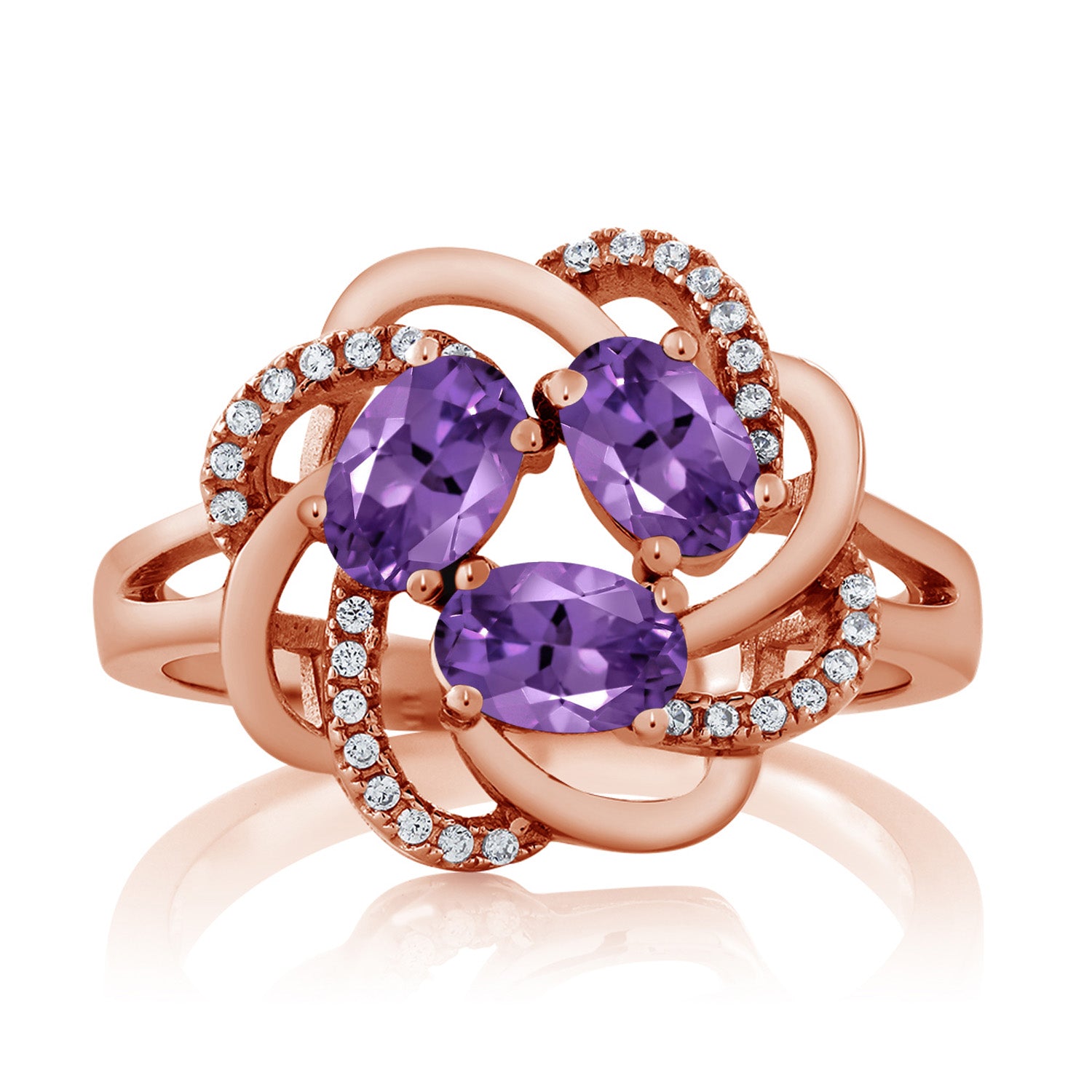 Amethyst - February_7_Ring in 925 Rose Gold Plated Silver