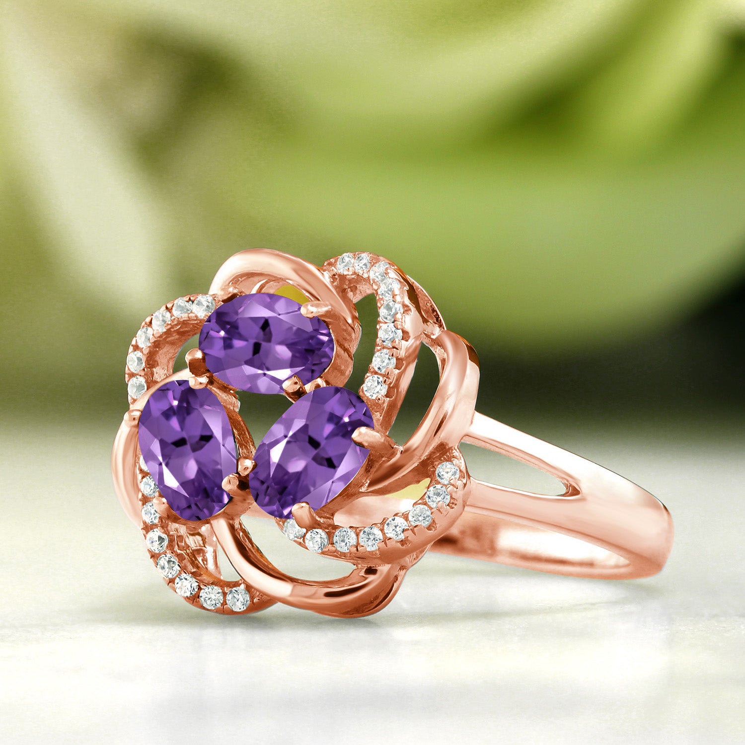 Amethyst - February_7_Ring in 925 Rose Gold Plated Silver
