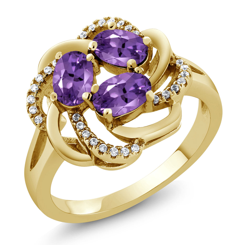 Amethyst - February_9_Ring in 925 Yellow Gold Plated Silver