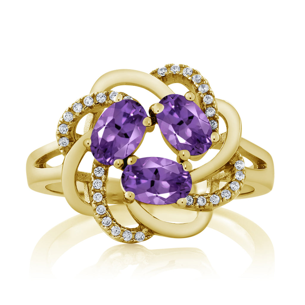 Amethyst - February_7_Ring in 925 Yellow Gold Plated Silver