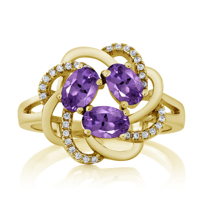 Amethyst - February_7_Ring in 925 Yellow Gold Plated Silver