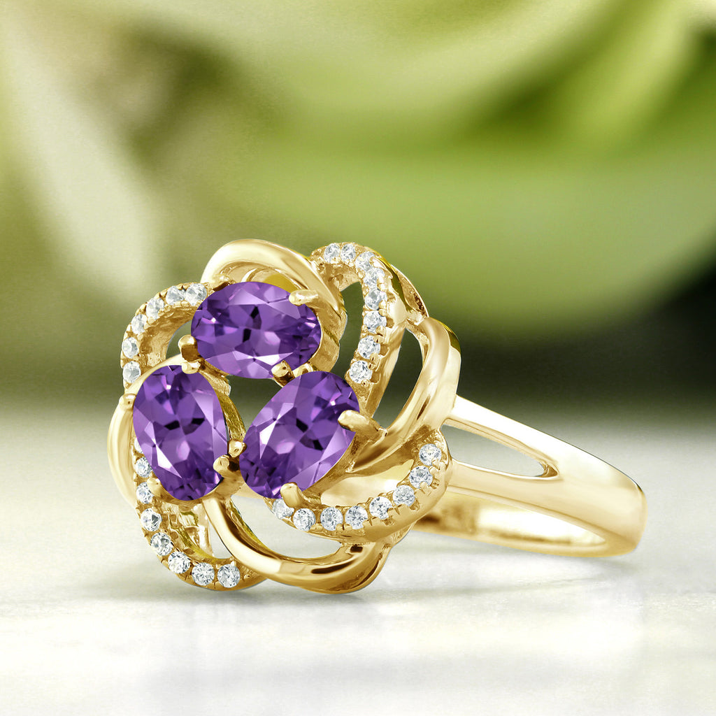 Amethyst - February_7_Ring in 925 Yellow Gold Plated Silver