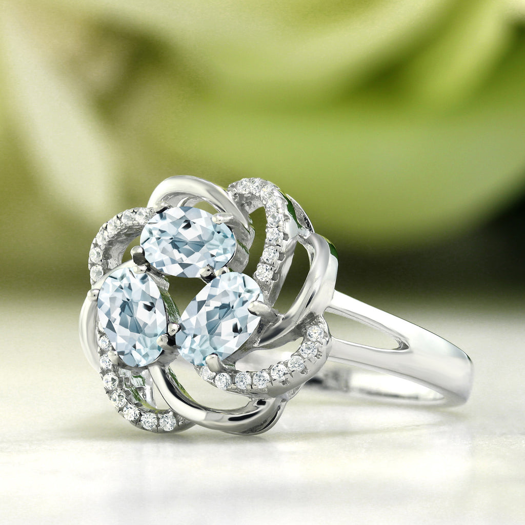 Aquamarine - March_7_Ring in 925 Sterling Silver