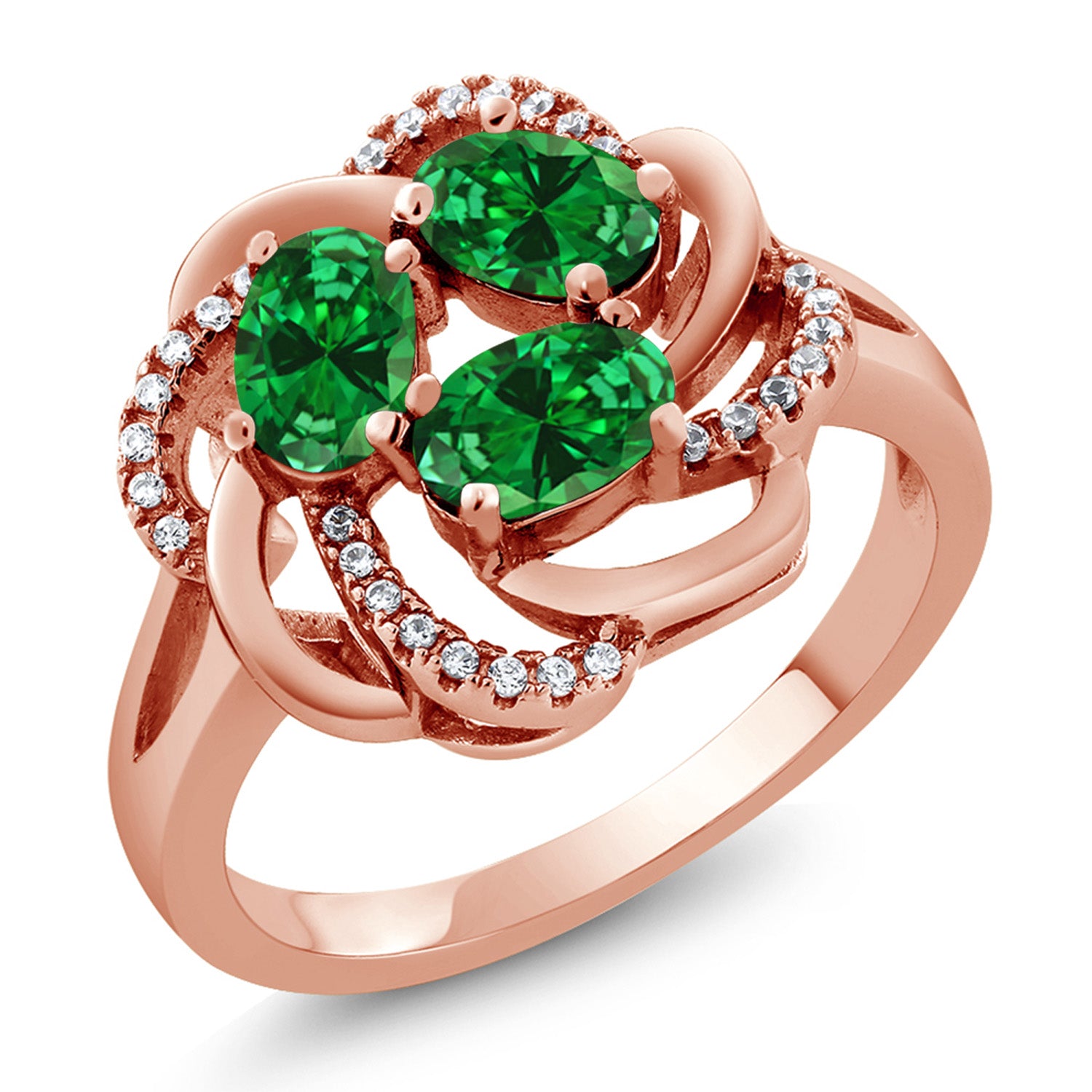 Created Emerald - May_7_Ring in 925 Rose Gold Plated Silver