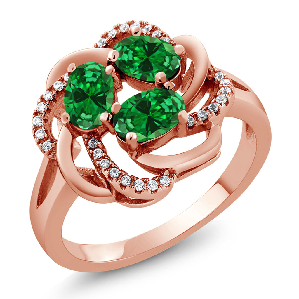 Created Emerald - May_9_Ring in 925 Rose Gold Plated Silver