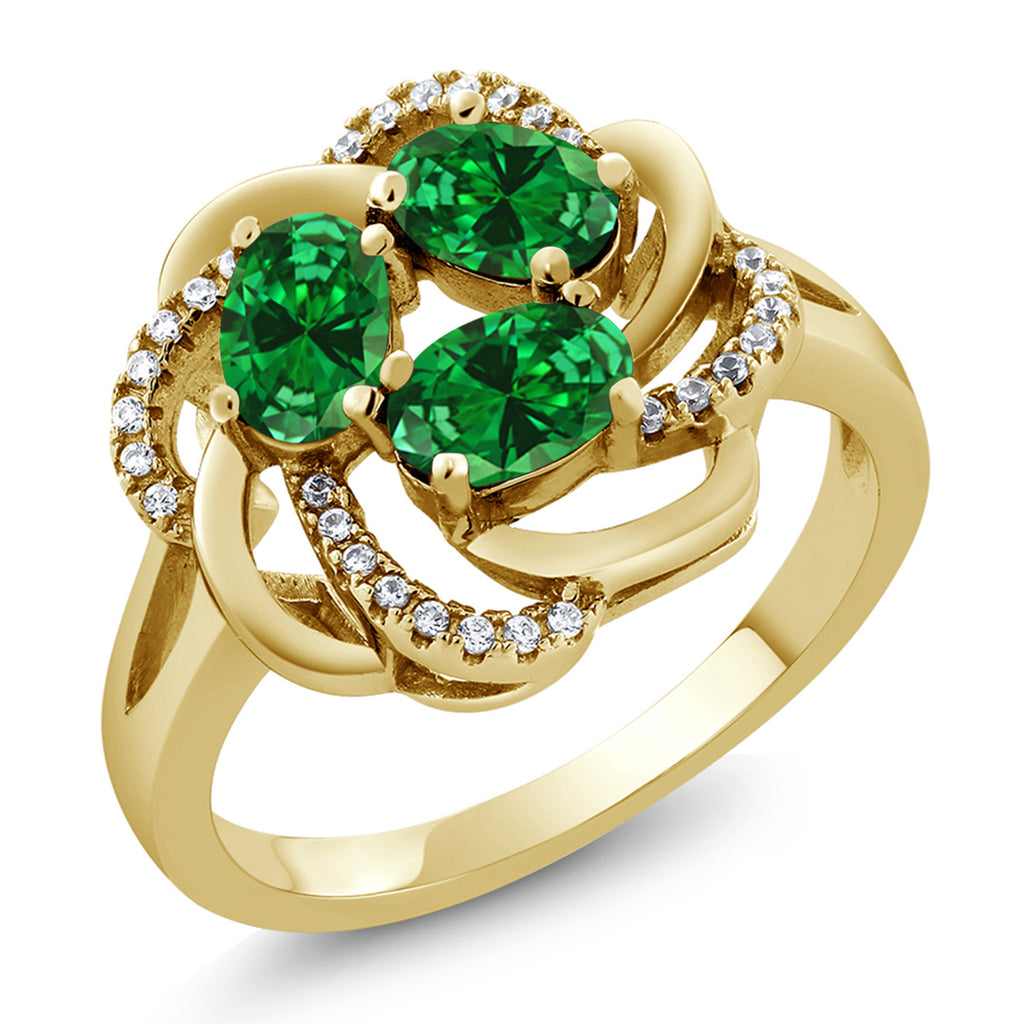 Created Emerald - May_5_Ring in 925 Yellow Gold Plated Silver