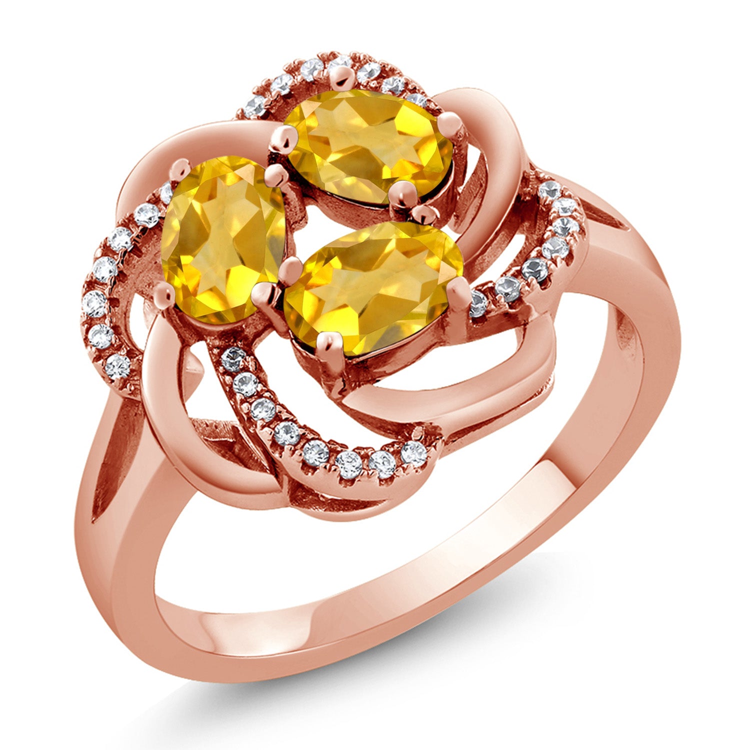 Citrine - November_6_Ring in 925 Rose Gold Plated Silver