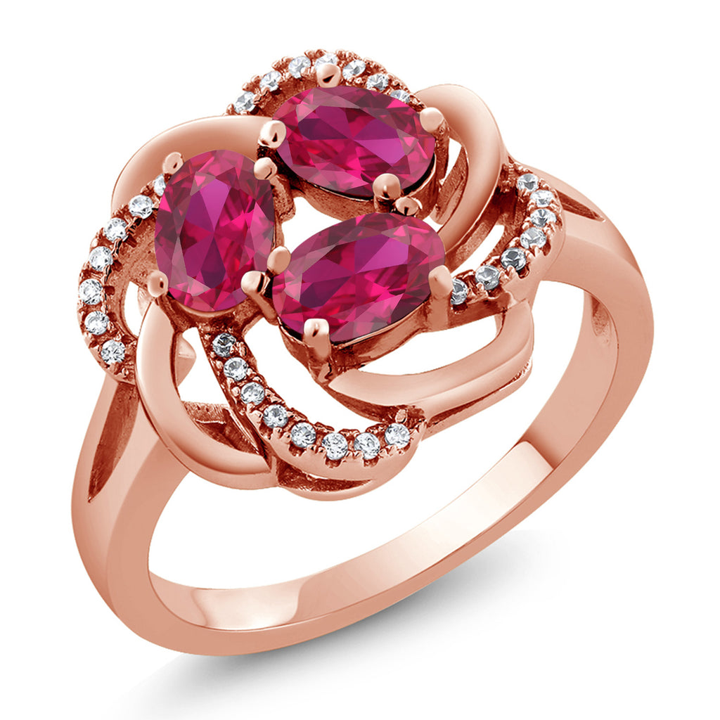 Created Ruby - July_7_Ring in 925 Rose Gold Plated Silver