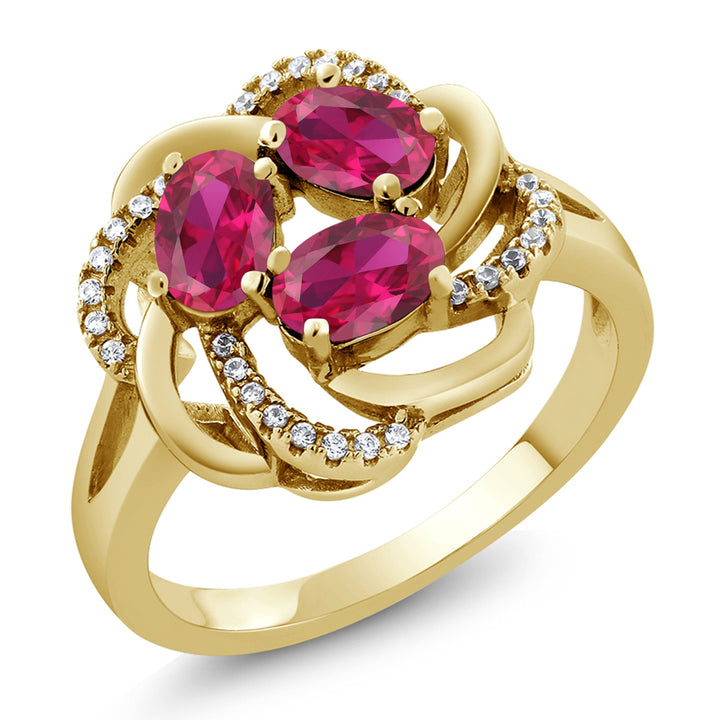 Created Ruby - July_5_Ring in 925 Yellow Gold Plated Silver