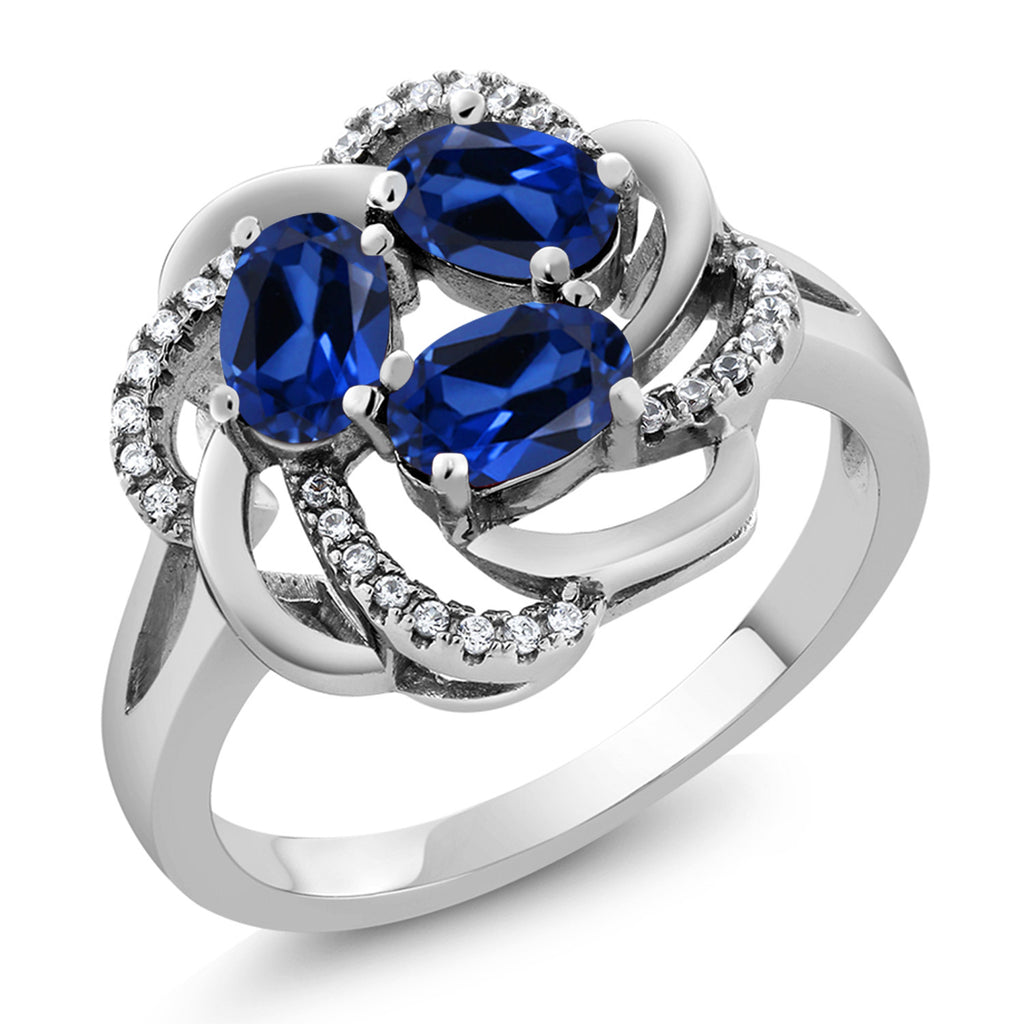 Blue Created Sapphire - September_9_Ring in 925 Sterling Silver