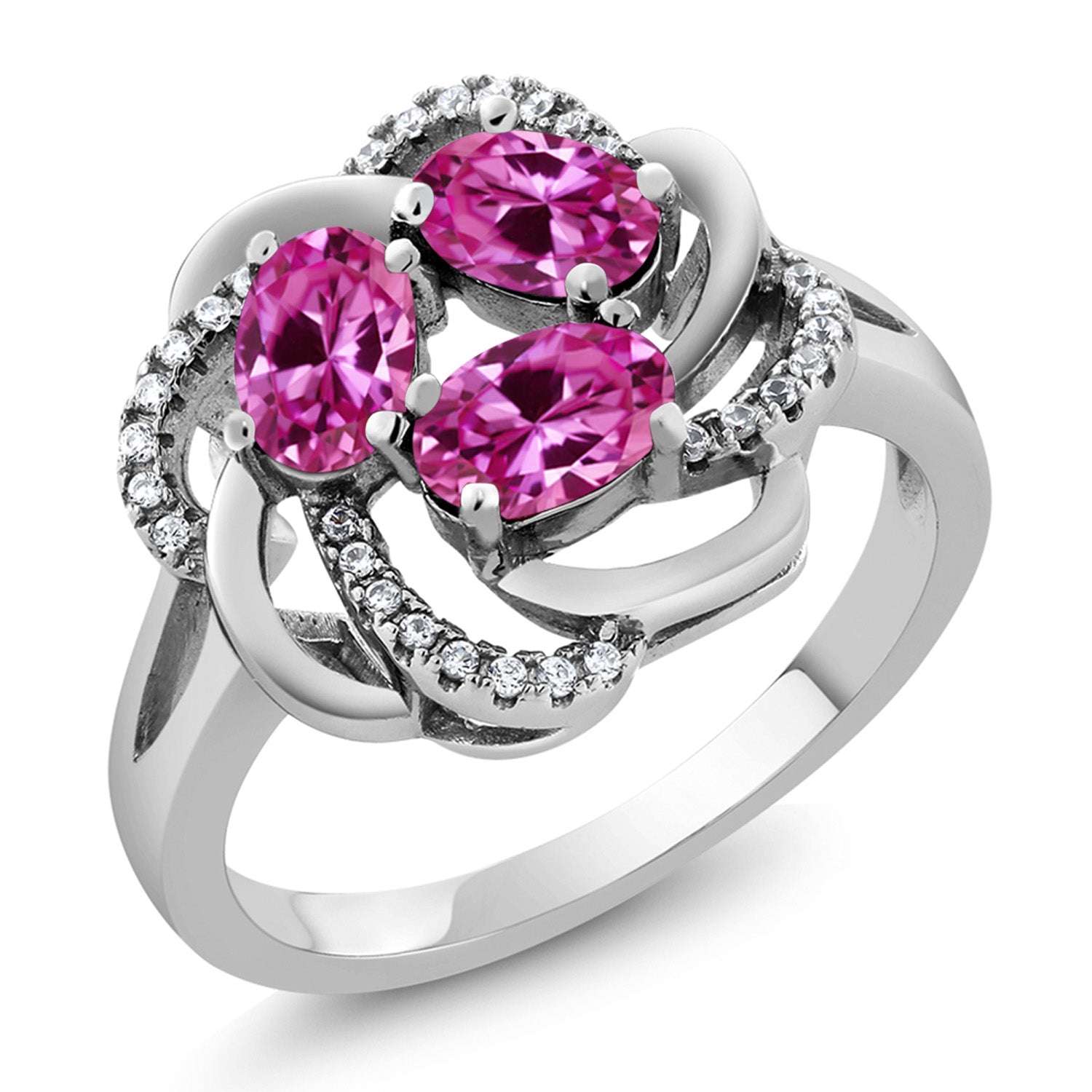 Pink Created Sapphire - September_6_Ring in 925 Sterling Silver