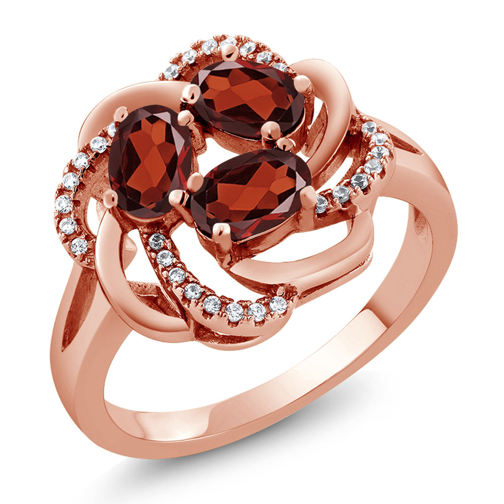 Garnet - January_8_Ring in 925 Rose Gold Plated Silver