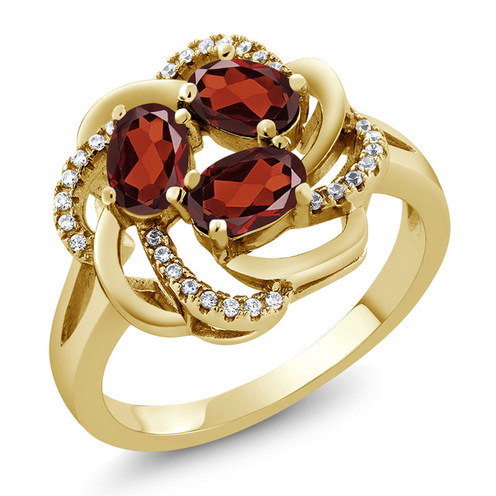 Garnet - January_5_Ring in 925 Yellow Gold Plated Silver