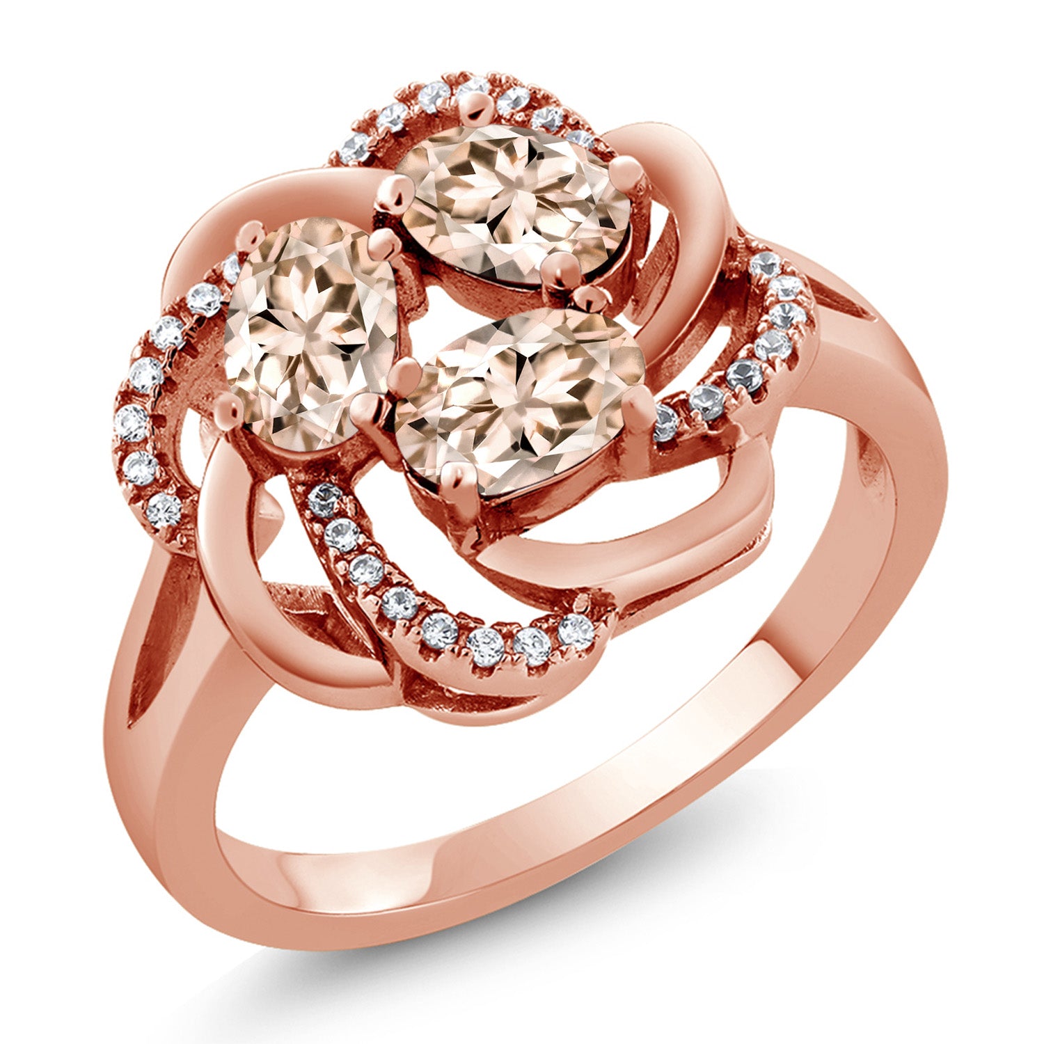 Morganite - October_6_Ring in 925 Rose Gold Plated Silver