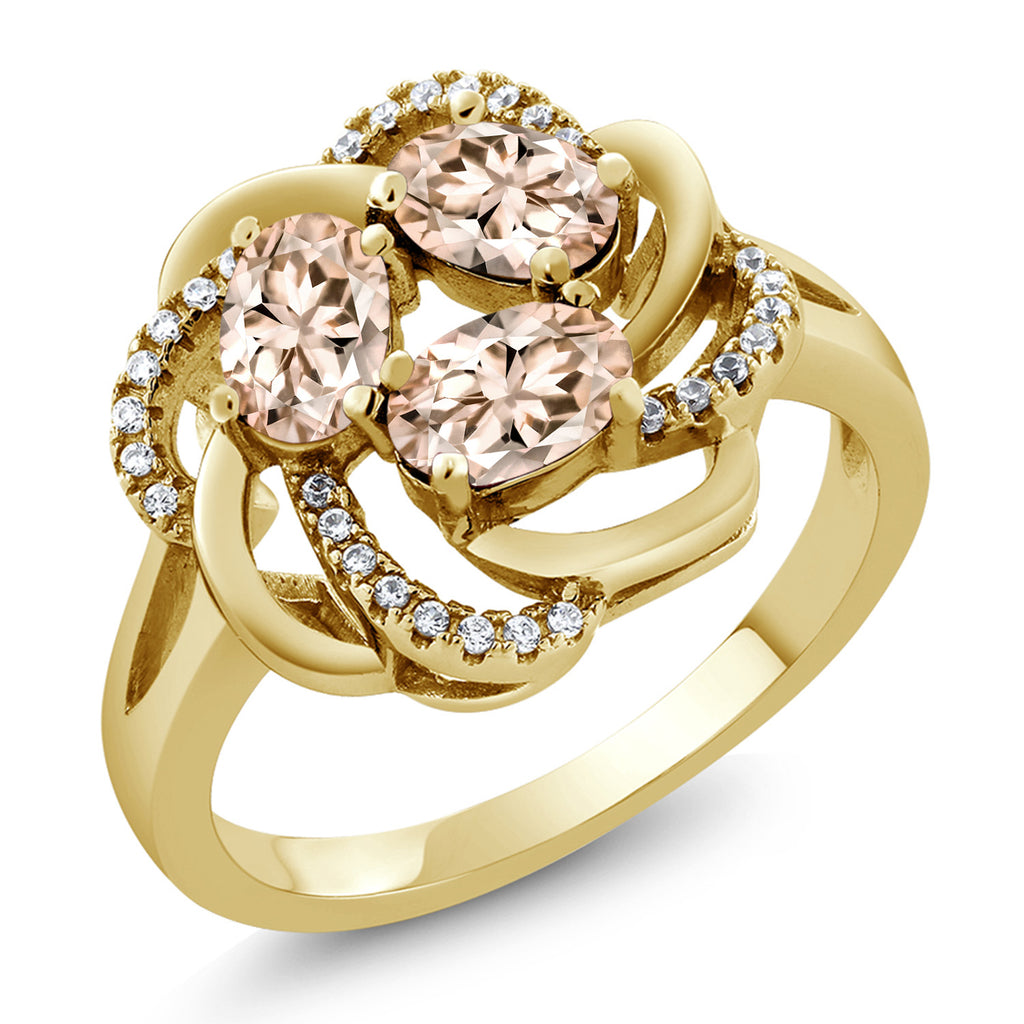 Morganite - October_7_Ring in 925 Yellow Gold Plated Silver
