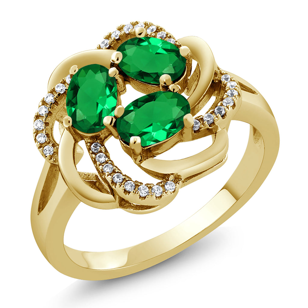 Nano Emerald - May_9_Ring in 925 Yellow Gold Plated Silver
