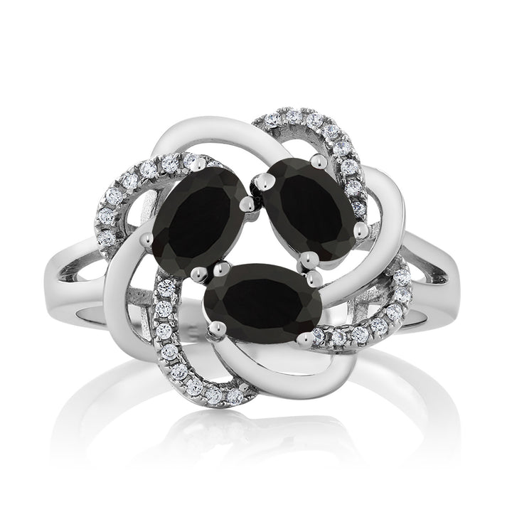 925 Sterling Silver Black Onyx Ring For Women (1.54 Cttw, Oval 6X4MM, Gemstone December Birthstone, Available In Size 5, 6, 7, 8, 9)