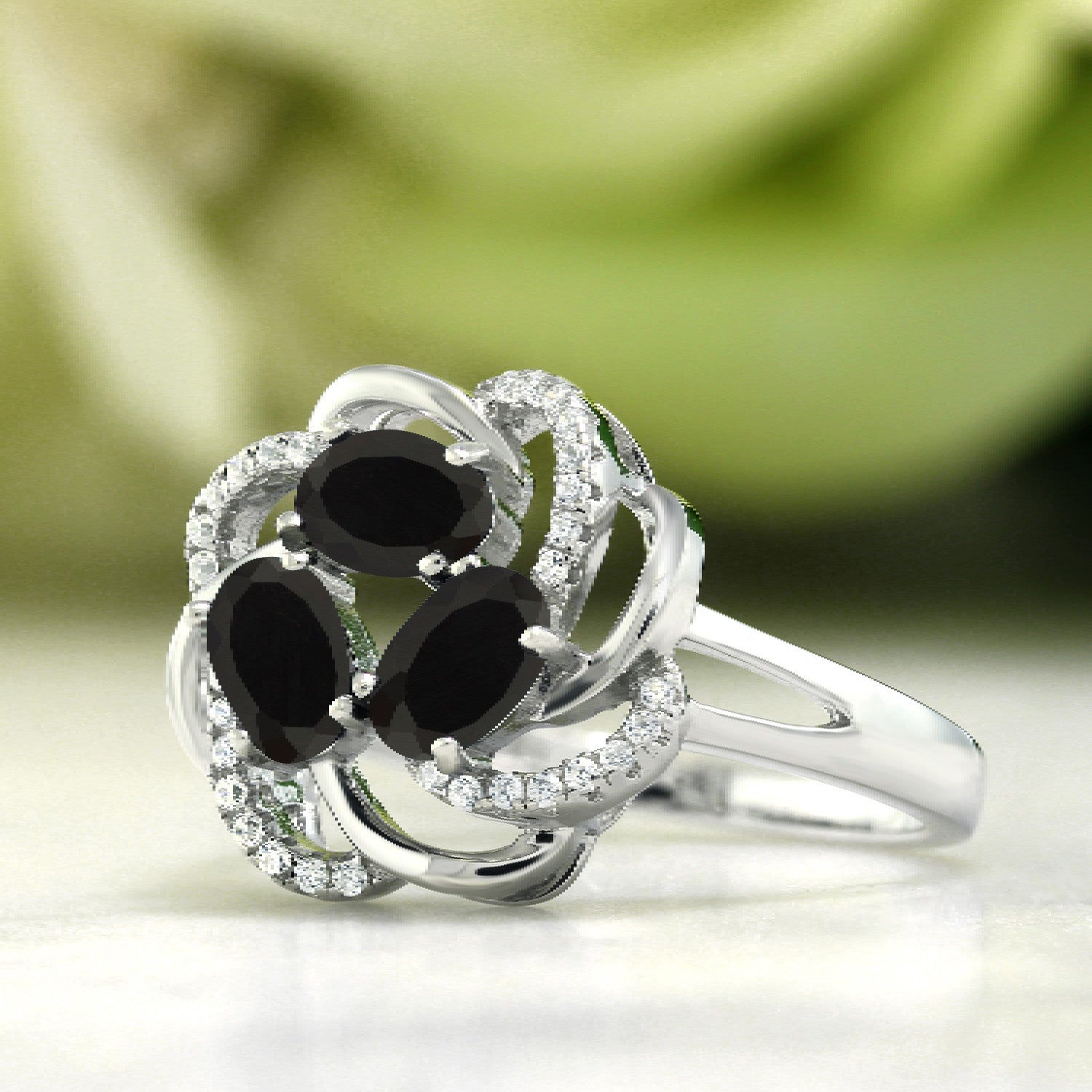 925 Sterling Silver Black Onyx Ring For Women (1.54 Cttw, Oval 6X4MM, Gemstone December Birthstone, Available In Size 5, 6, 7, 8, 9)