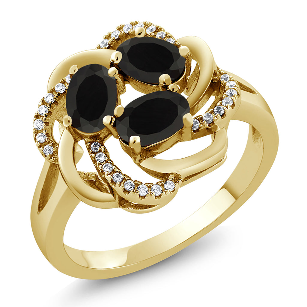 Onyx - December_6_Ring in 925 Yellow Gold Plated Silver