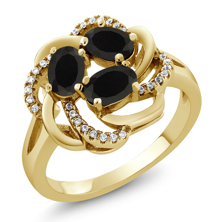 Onyx - December_5_Ring in 925 Yellow Gold Plated Silver