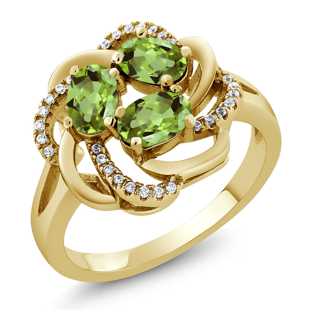 Peridot - August_8_Ring in 925 Yellow Gold Plated Silver
