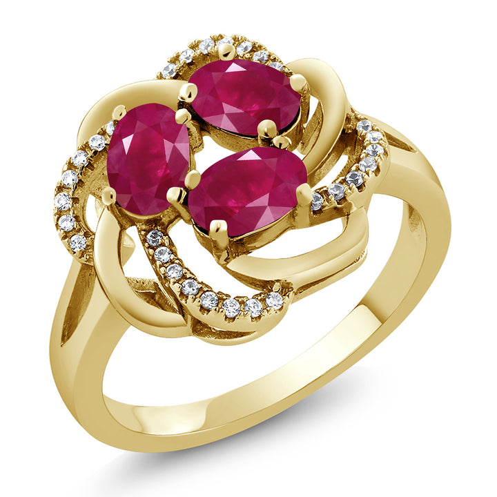 Ruby - July_5_Ring in 925 Yellow Gold Plated Silver