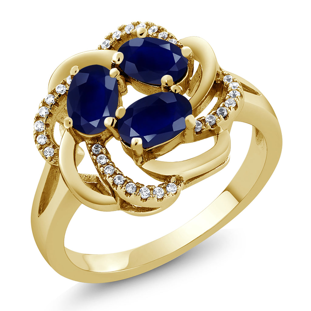 Blue Sapphire - September_5_Ring in 925 Yellow Gold Plated Silver