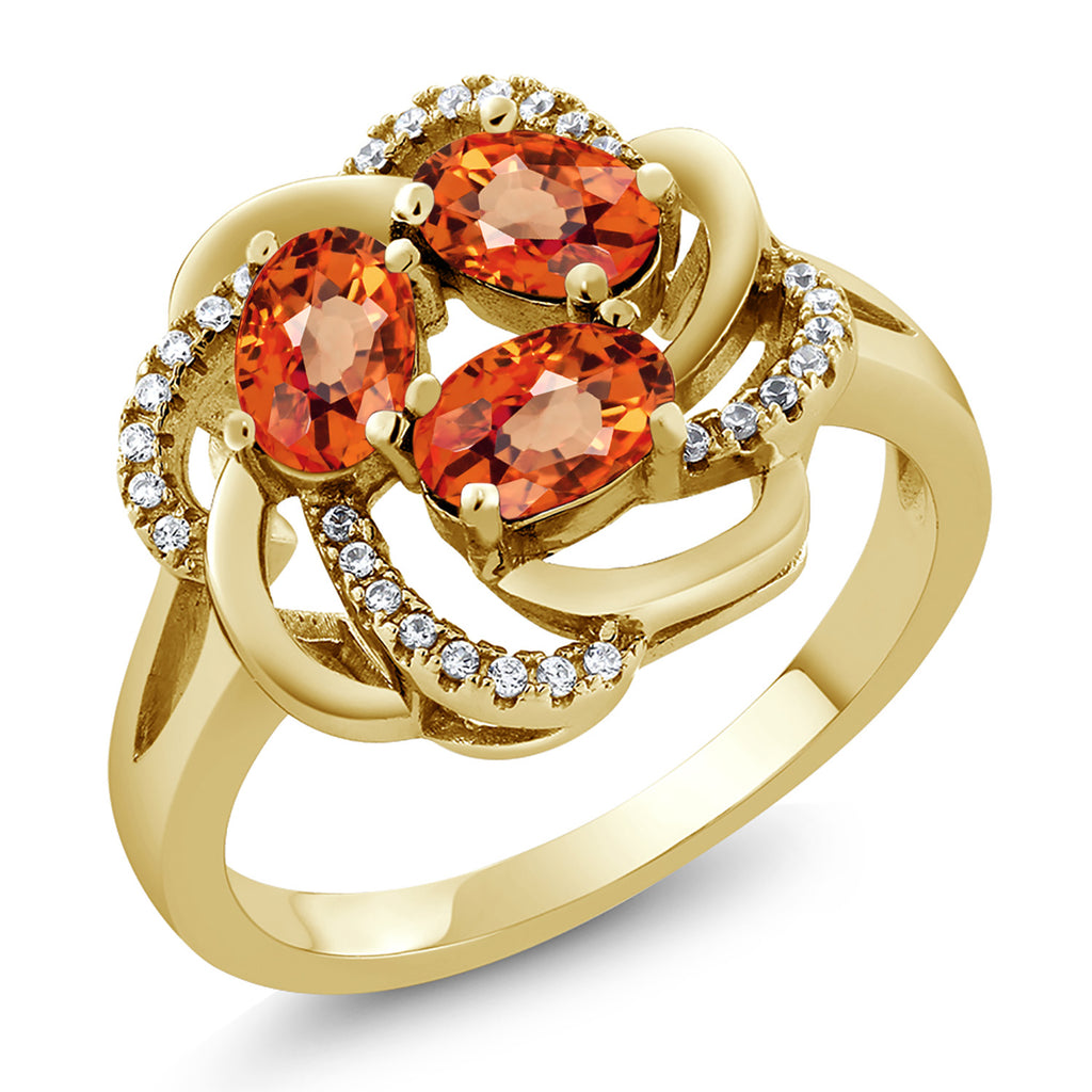 Orange Sapphire - September_9_Ring in 925 Yellow Gold Plated Silver