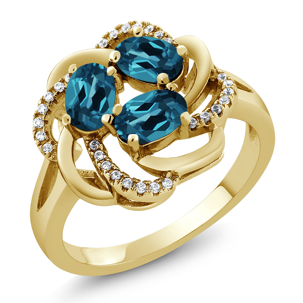 London Blue Topaz - November_6_Ring in 925 Yellow Gold Plated Silver