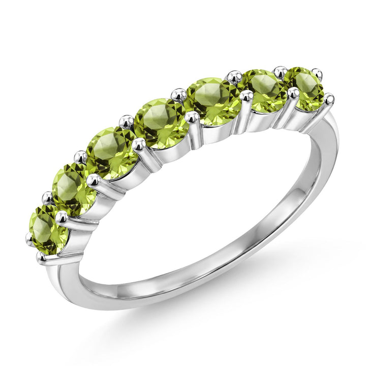 7-Stone Wedding Engagement Anniversary Promise Ring For Women | 925 Sterling Silver | Gemstone Birthstone | Wedding Band Ring | Round 3.5MM | Available In Size 5, 6, 7, 8, 9