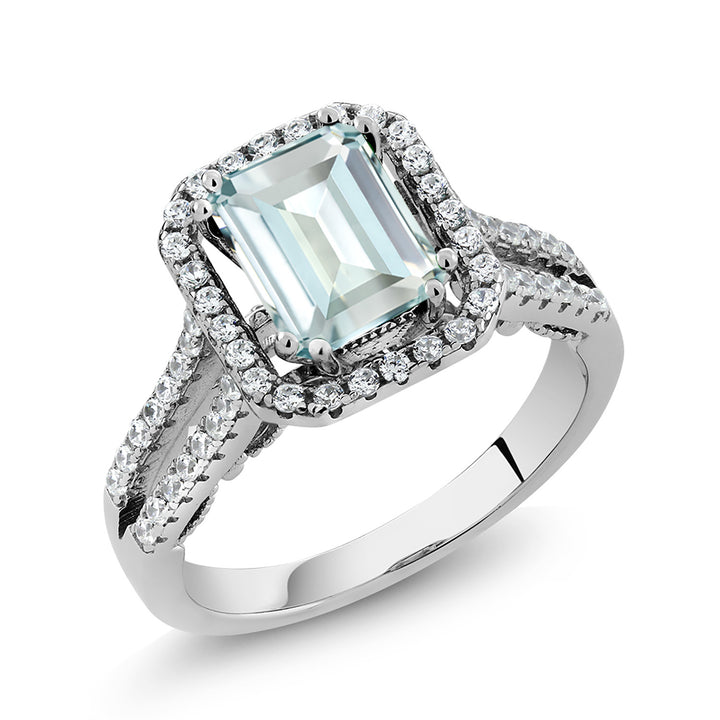 Created Aquamarine - March_5_Ring in 925 Sterling Silver