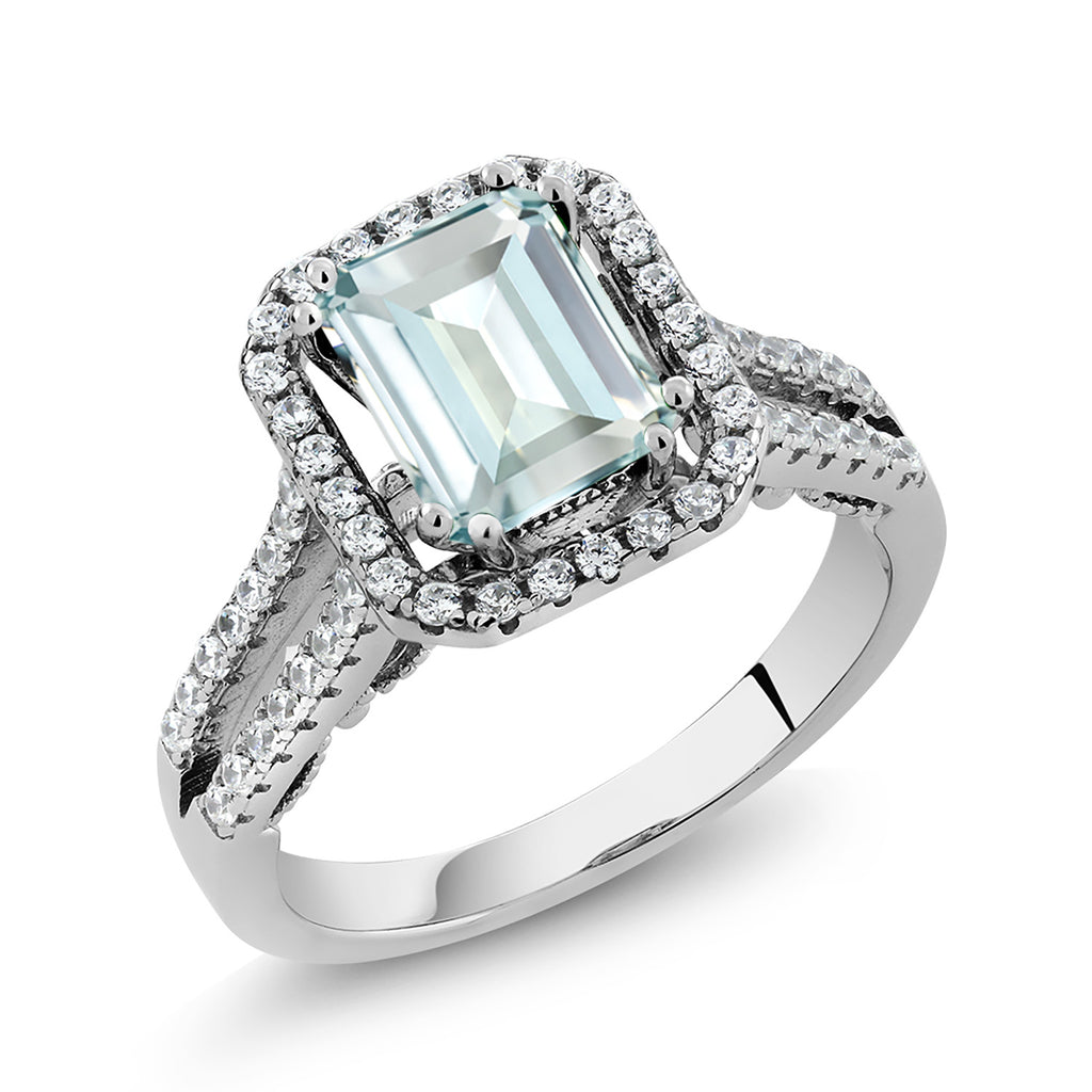 Created Aquamarine - March_8_Ring in 925 Sterling Silver
