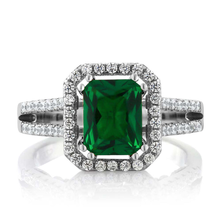 2.78 Cttw 925 Sterling Silver Green Simulated Emerald Engagement Ring | Emerald Cut 9X7MM | Wedding Anniversary Promise Ring For Women | Size 5,6,7,8,9