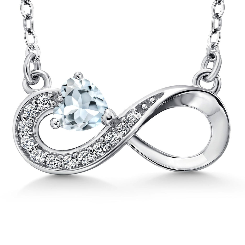 Gem Stone King Infinity Heart Pendant Necklace For Women | 925 Sterling Silver | 4MM Heart Shape Gemstone Birthstone | 18 Inch Silver Chain | Fine Jewelry Gifts for Her Mom Women Wife
