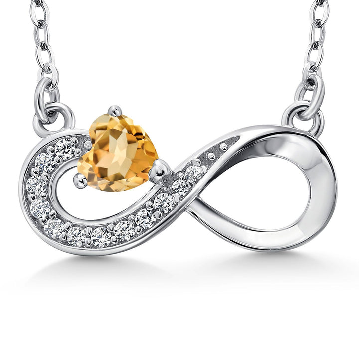 Gem Stone King Infinity Heart Pendant Necklace For Women | 925 Sterling Silver | 4MM Heart Shape Gemstone Birthstone | 18 Inch Silver Chain | Fine Jewelry Gifts for Her Mom Women Wife