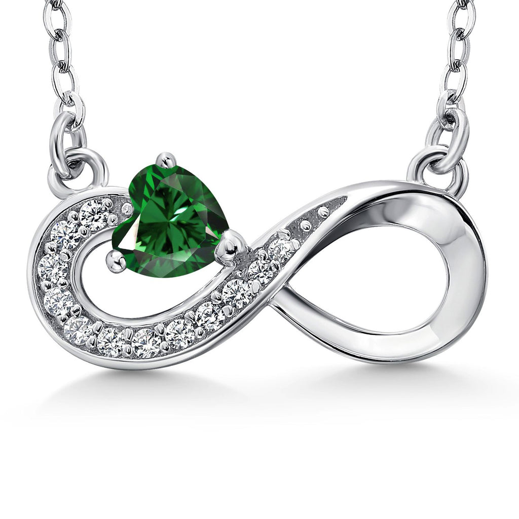 Gem Stone King Infinity Heart Pendant Necklace For Women | 925 Sterling Silver | 4MM Heart Shape Gemstone Birthstone | 18 Inch Silver Chain | Fine Jewelry Gifts for Her Mom Women Wife