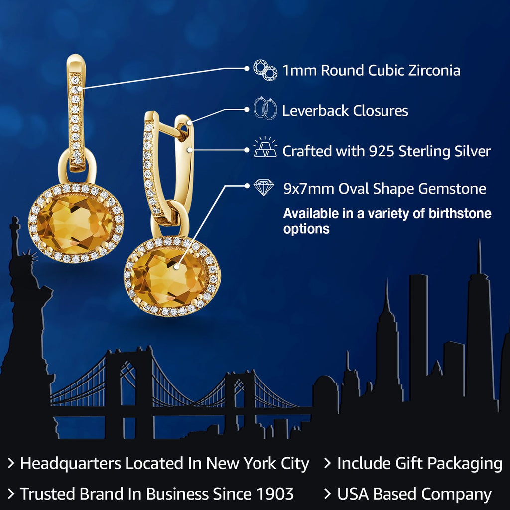 Amethyst - February_Earrings in 925 Yellow Gold Plated Silver