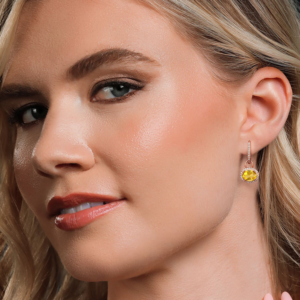 Amethyst - February_Earrings in 925 Yellow Gold Plated Silver