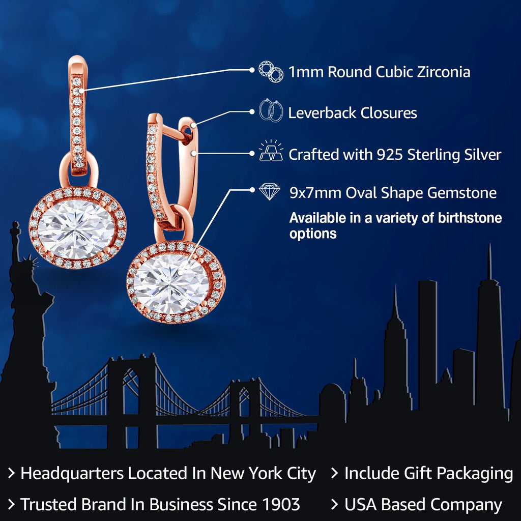 Amethyst - February_Earrings in 925 Rose Gold Plated Silver