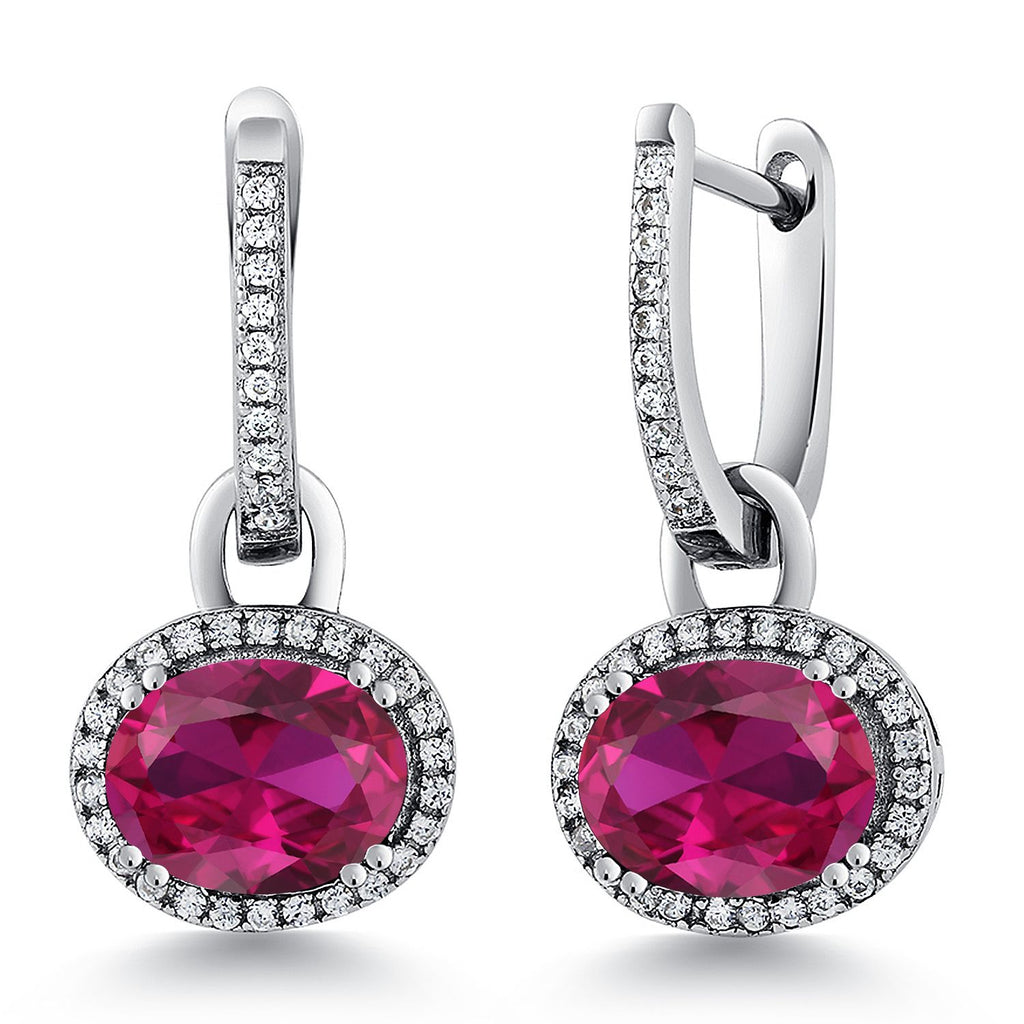 Created Ruby - July_Earrings in 925 Sterling Silver