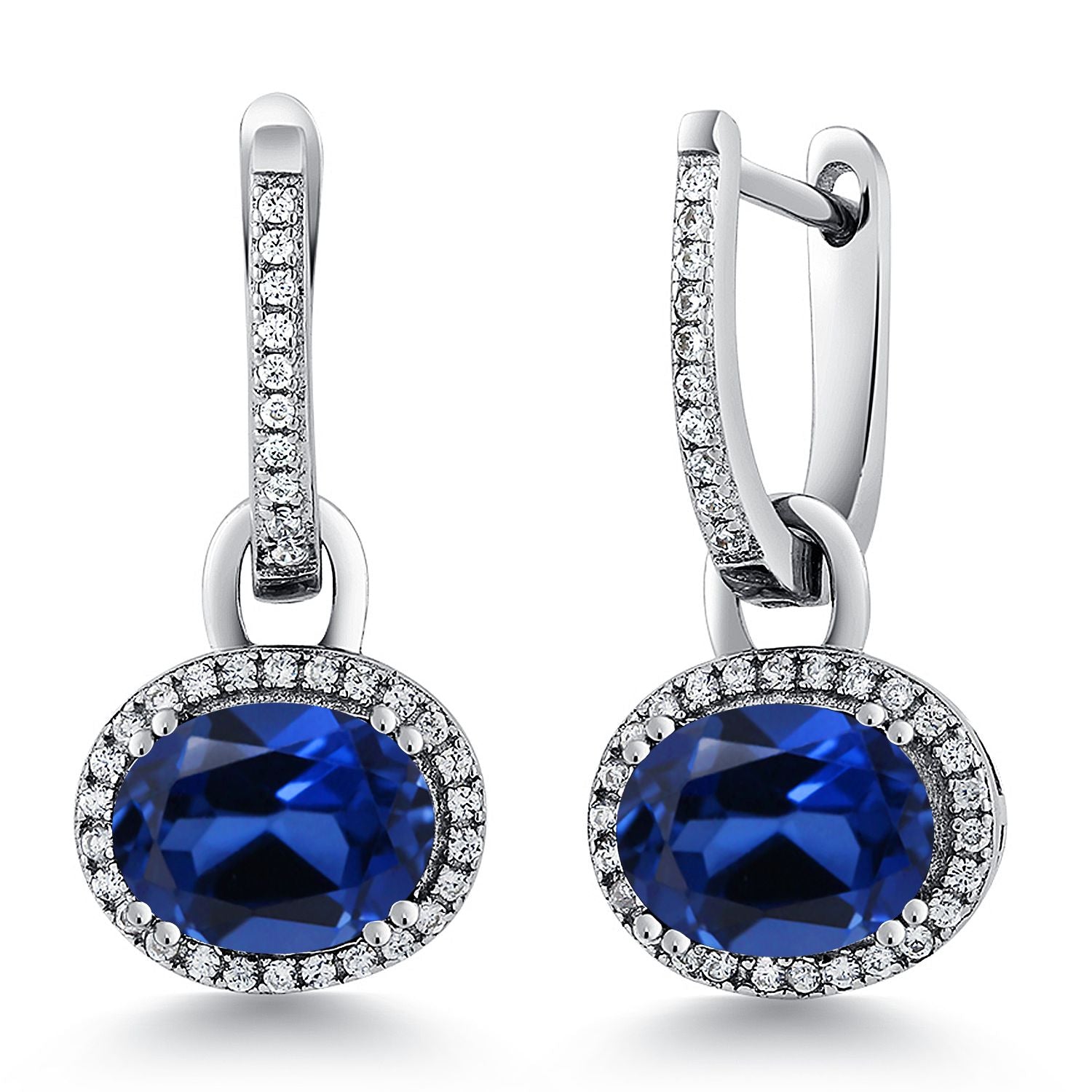 Simulated Sapphire_Earrings in 925 Sterling Silver