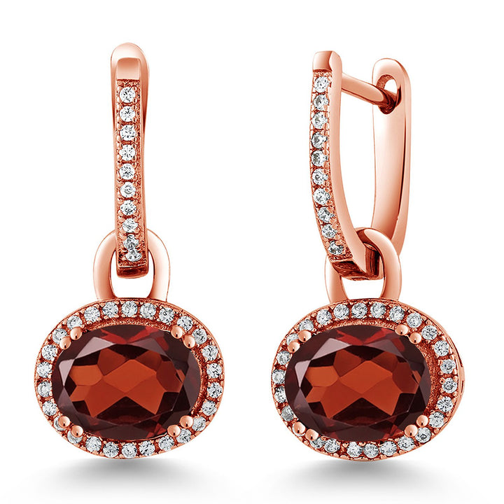 Garnet_Earrings in 925 Rose Gold Plated Silver