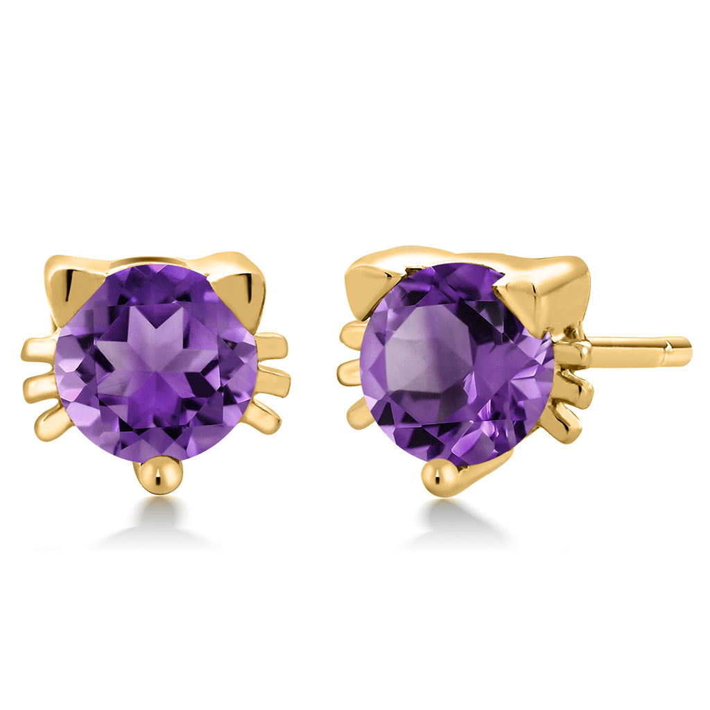 Amethyst - February_18K Yellow Gold Plated Silver_Earrings in 18K Yellow Gold Plated Silver