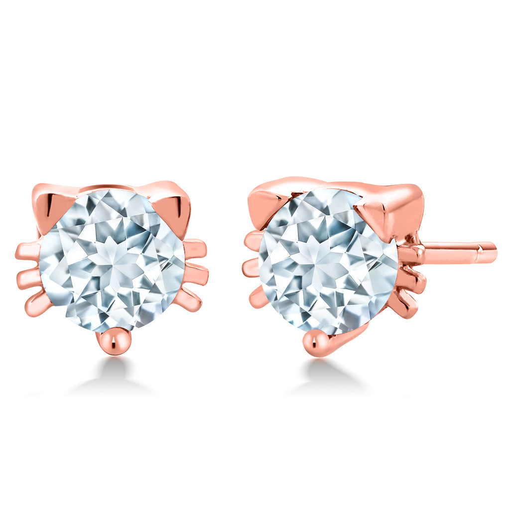 Aquamarine - March_18K Rose Gold Plated Silver_Earrings in 18K Rose Gold Plated Silver