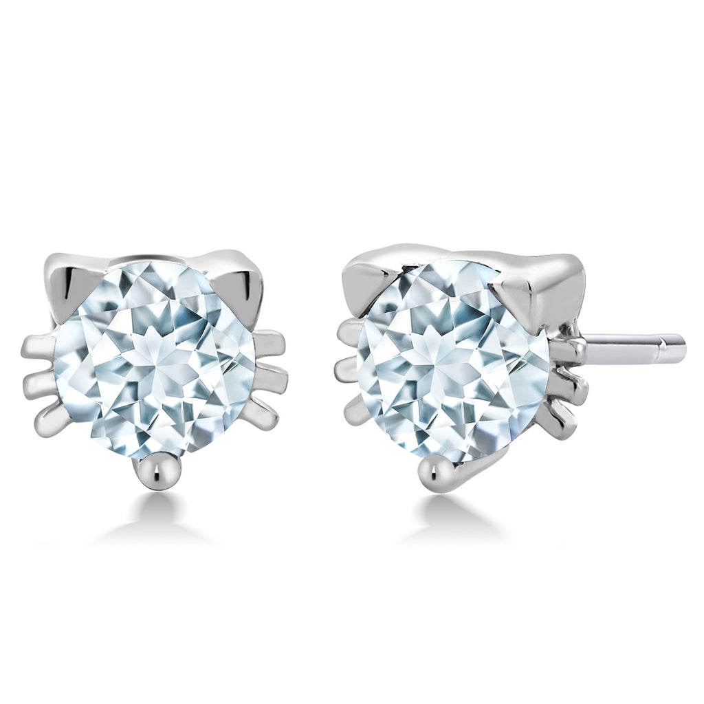 Aquamarine - March_925 Sterling Silver_Earrings in 925 Sterling Silver